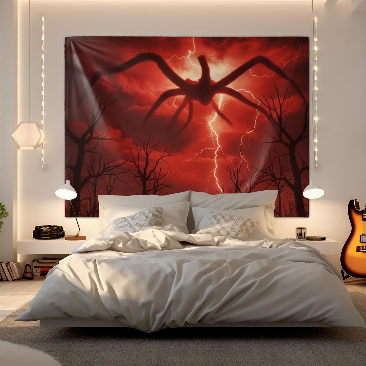 

Stranger Things Tapestry Upside Down Inspired Design Lightning Wall Hanging Backdrops Bedroom Living Room Dorm Party Decor 60L x 39W(150x100CM)