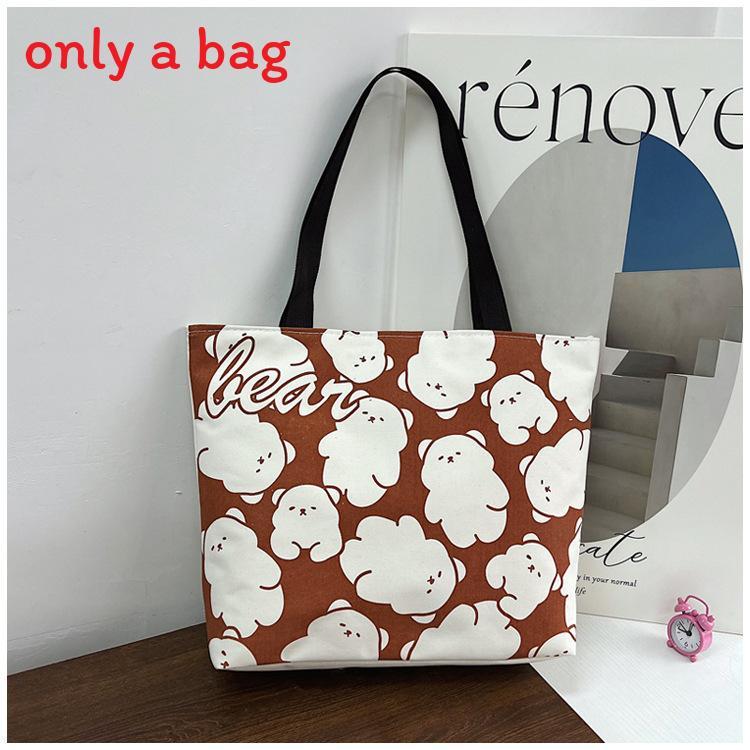 Borsa Tote in Tela da Donna con Tasca con Cerniera Urbana Casual Elegante Stampa Lettere