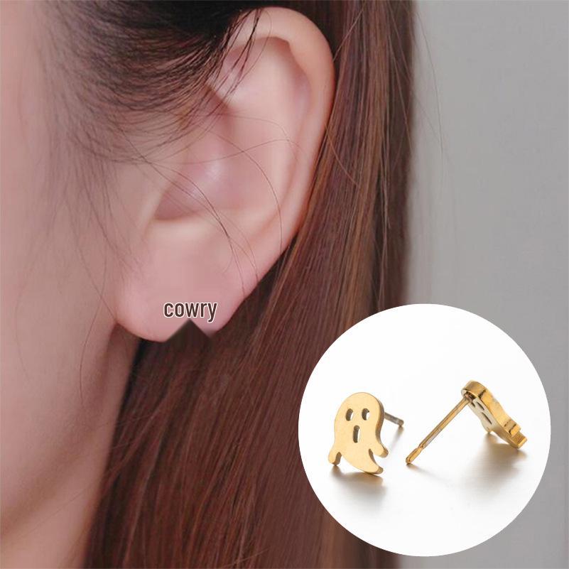 European American Halloween Devil & Ghost Stainless Steel Cartilage Earrings for Women