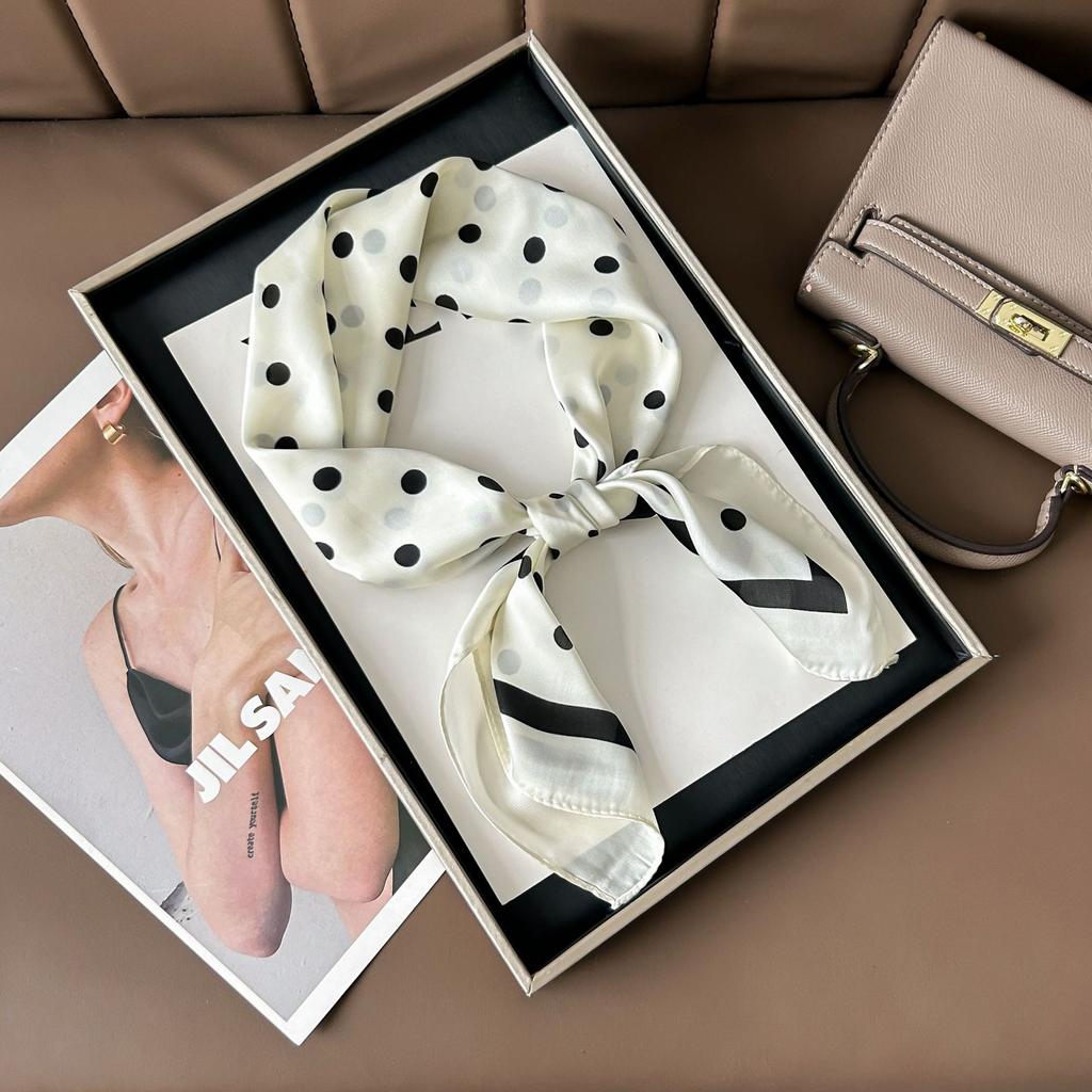 Hedvábný šátek pro ženy, módní všestranný, vysoký smysl, 70 čtverečních stop, ochrana krku, šátek, retro šátek, taška