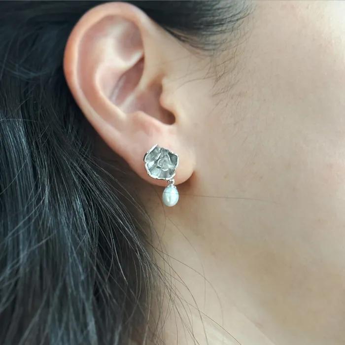 [silver925] Blue Rose pearl earrings (pearl)