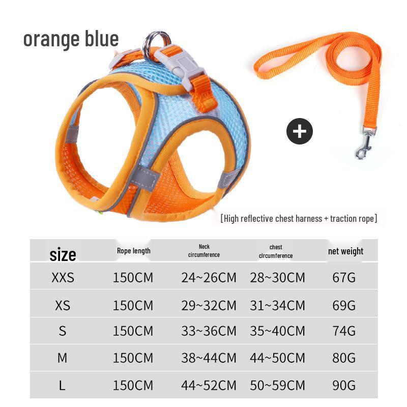 Reflective Breathable Anti-Escape Cat Harness & Leash Set for Small Pets