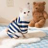 Cute Bear Striped Four-legged Loungewear Puppy Dog Teddy Than Bear Kitten Autumn and Winter Warm Pet Clothes