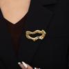 Personality Geometric Metal Wind Brooch Simple Design Sense Irregular Lava Three-Dimensional Pin