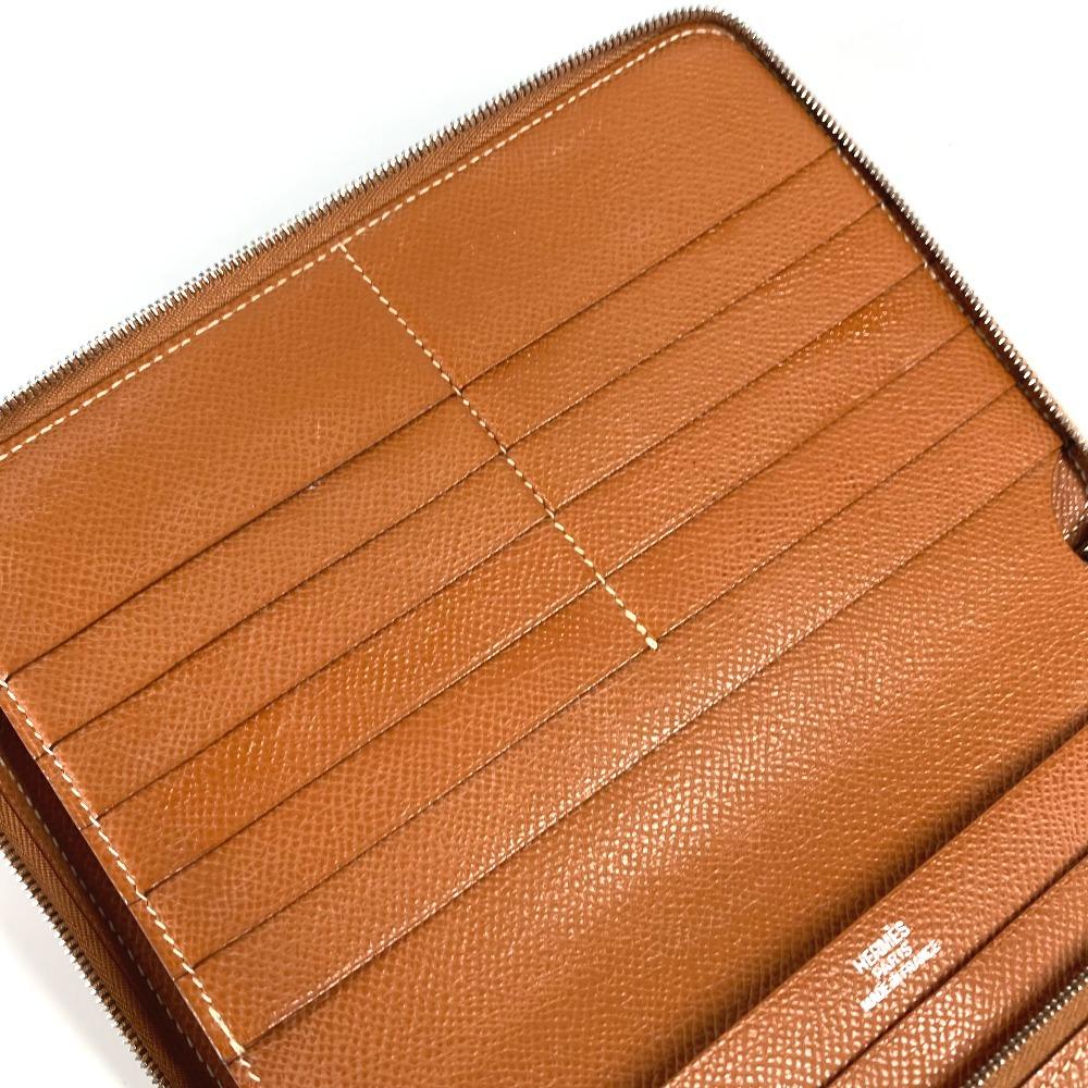 HERMES Zip Around Travel Case Azap combine Long wallet Long Wallet Leather Gold