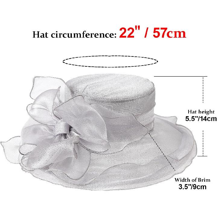 DRESHOW Damen Organza Hut Kirchenkappe Hüte Ausverkauf Kentucky Derby Cocktail Teeparty Hochzeit Blumenhut mit breiter Krempe
