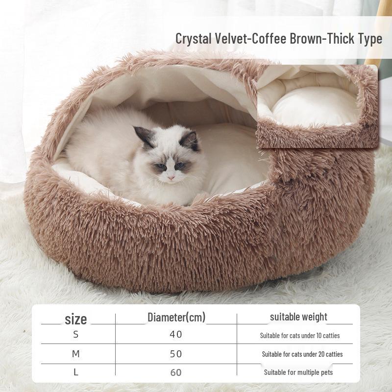 All-Season Enclosed Cat House: Cozy Bed for Cats and Dogs