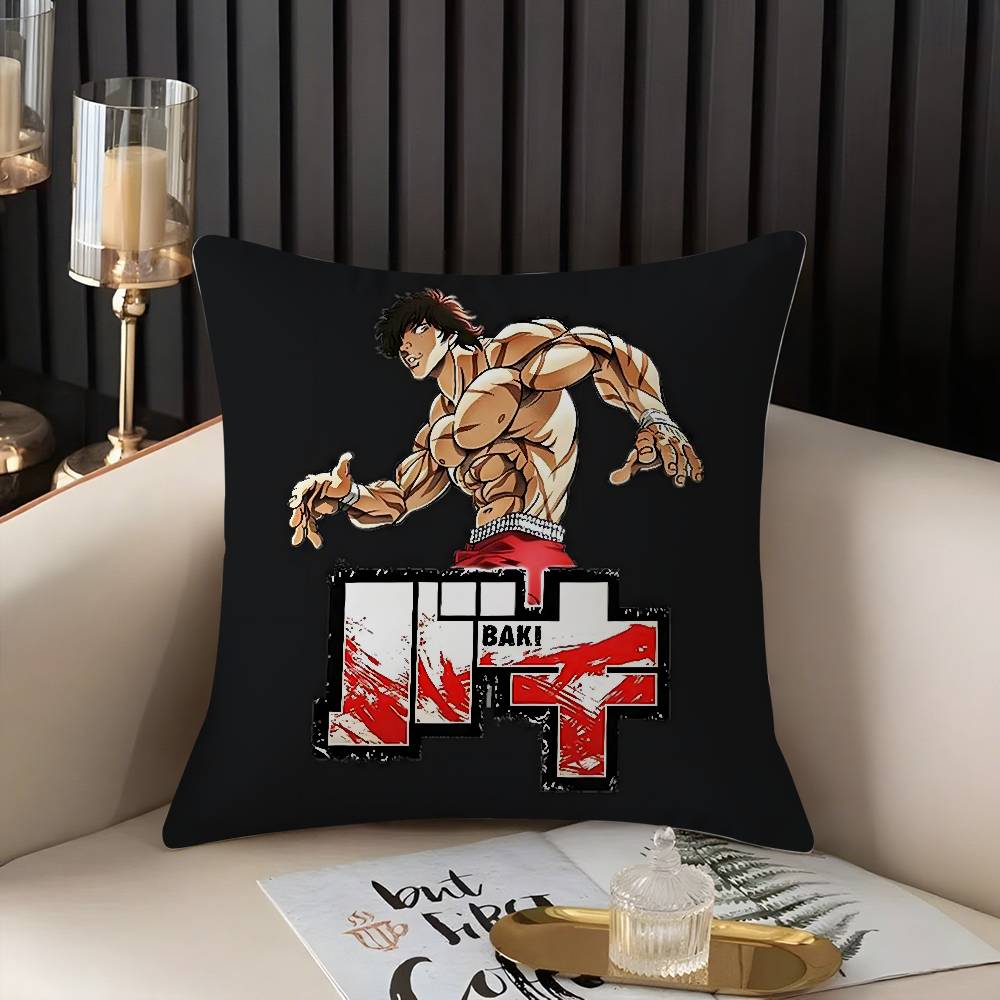 H-Hanma B-Baki Pillow Case Home Dorm Chair Back Short Plush Double-Sided Printing Office Nap Time Cushion Cover