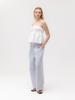 GLOWNY G Belted Linen Wide Pants (Blue)
