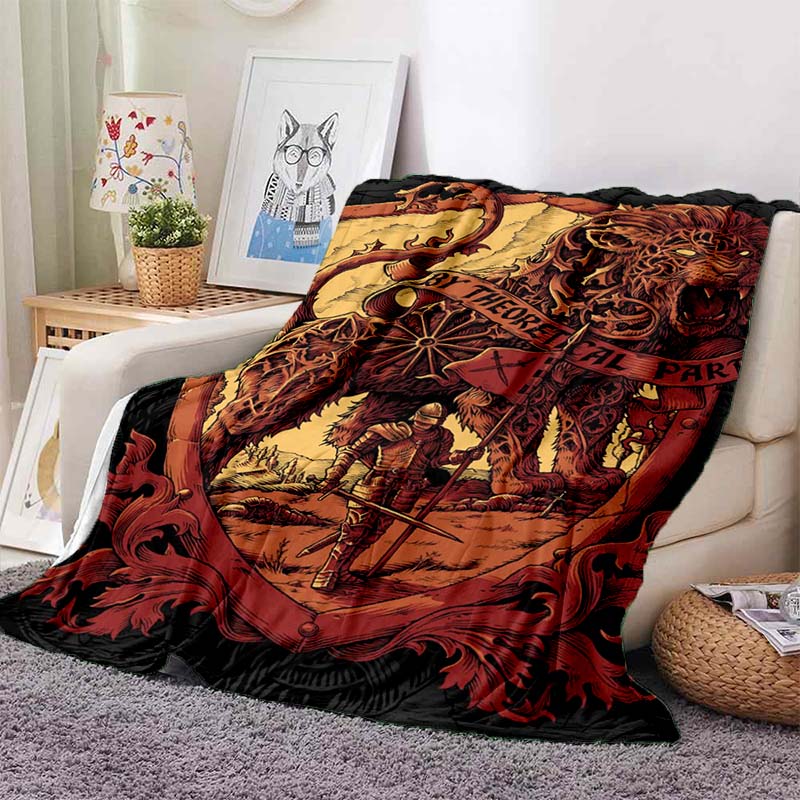 new model Viking Norse Rune Symbol Print Flannel Blanket Cozy Warm Throw Sofa Bedroom Present Indoor Home Seasonal Bedding Decor