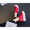 Mode 11CM Kuh Echtleder Herbst Sommer Frühling Plateau Wedges Vulkanisiert Schnürung Lässig Damen Chunky