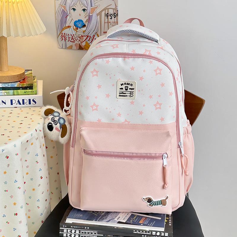 High-value schoolbag female college student large-capacity Mori printed backpack cute junior high school student lightweight versatile backpack