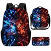 Set Zaino Scolastico Cartone Animato Anime Bambini Leggero Ergonomico Borsa a Spalla Doppia Con Portapranzo Astuccio Tessuto Oxford