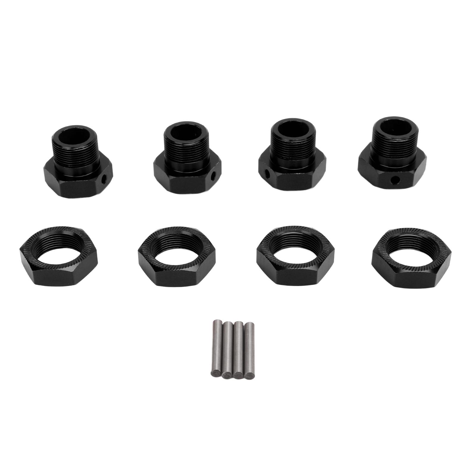 

4Pcs RC Wheel Hex Hub Adapters 24mm Strong Aluminium Alloy RC 24mm Wheel Hex Hub Adapters with Covers Pins for ARRMA 1 5 Black