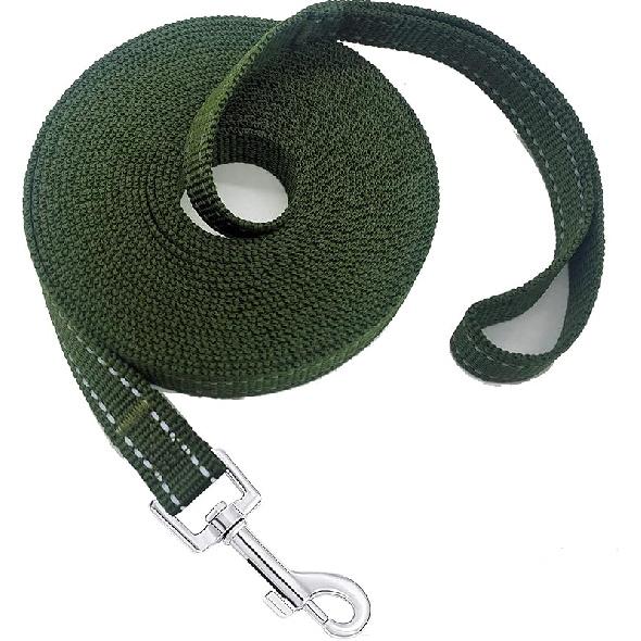 Nylon Training Dog Leash for Small Medium Large Dogs, 15ft 20ft 30ft 50ft Long Puppy Lead for Obedience Recall Training, Camping (20ft, Black)