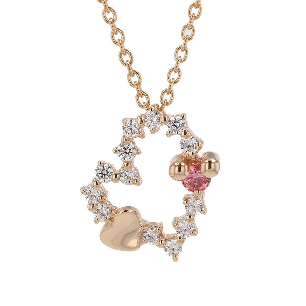 Mickey Silver Pendant Necklace Pink Gold Coated Cubic Zirconia [Disney] (VPCDSW0026)