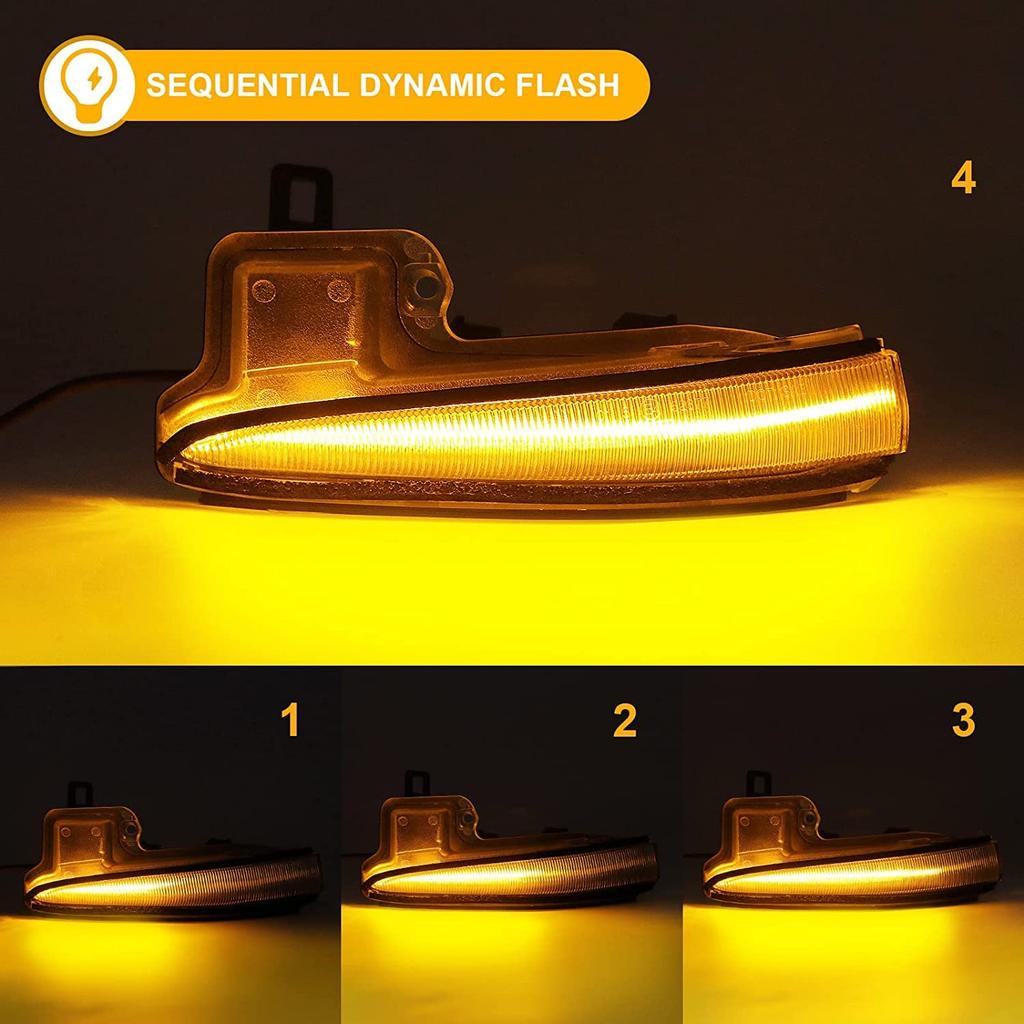 Compatible Toyota 30 Series and RAV4 50 Series LED Flowing Door Mirrors with Sequential Turn Clear Genuine Left and 1 with Prevention and Bulb Burnout