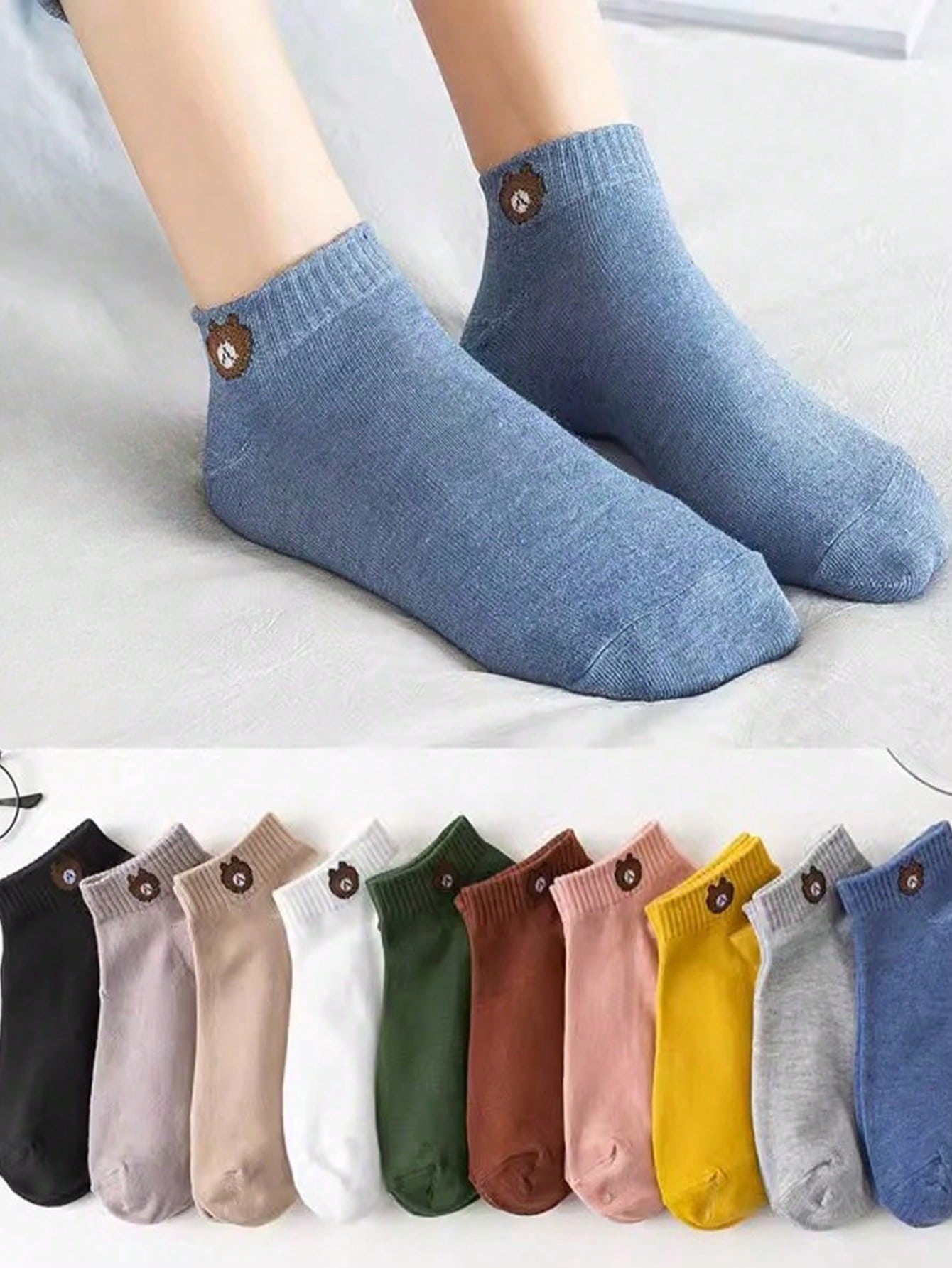 

6 Pairs Women s Cute Cartoon Bear Rabbit Low-Cut Ankle Socks, Boat Socks, Thin Spring/Summer Style