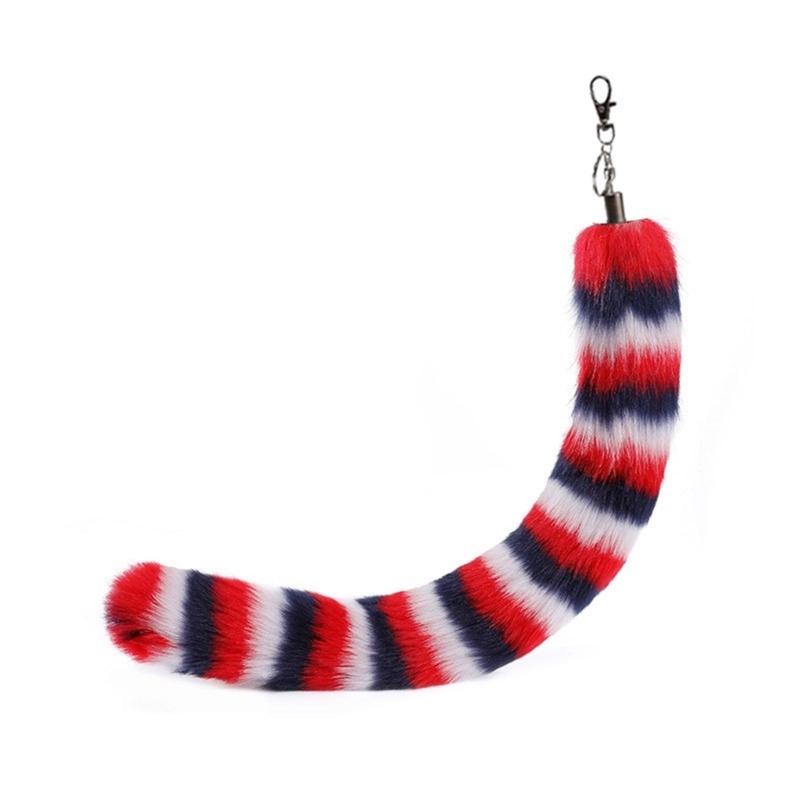 Long Animal Tail Keychain Plush Tail Charm Key Holder Keyring Pendant Decorations Purse Bag Charm for Handbag Backpacks