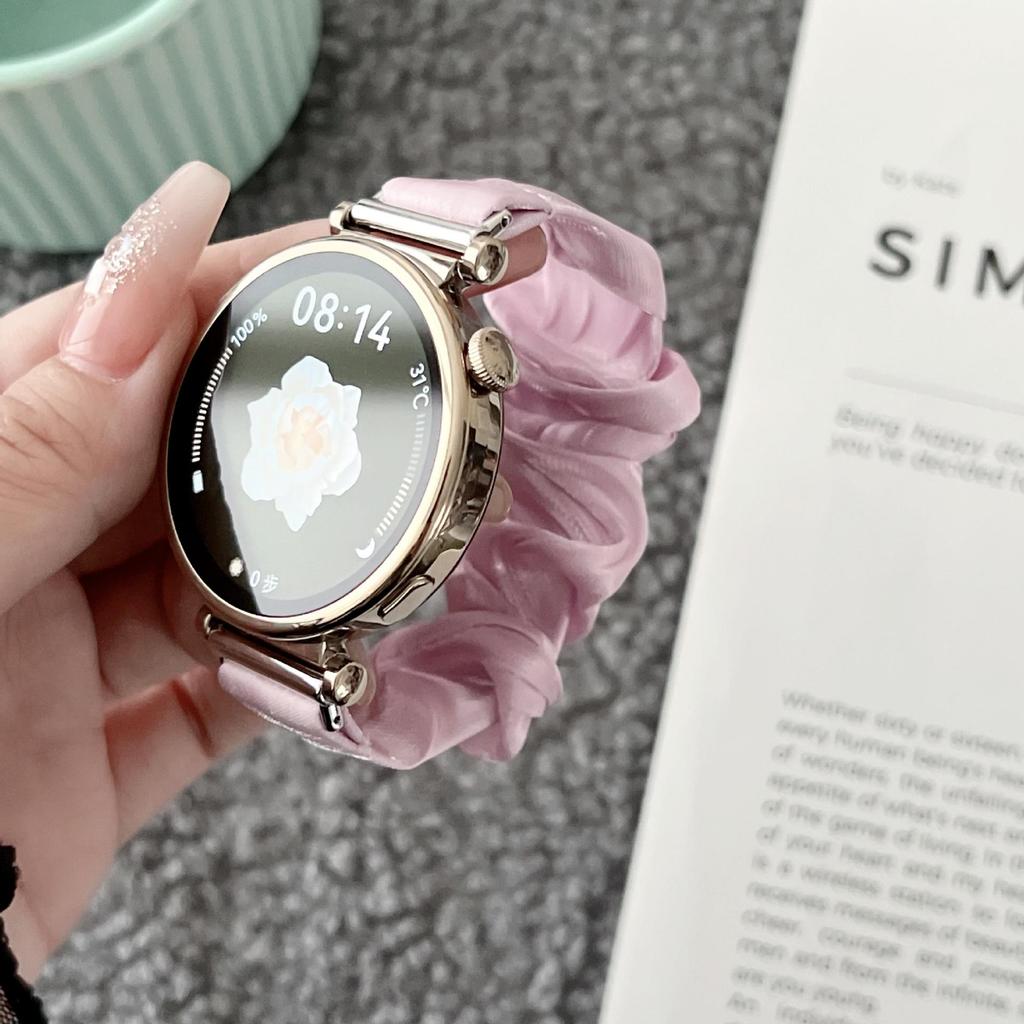 Chiffon Ice Silk Scrunchie Strap for Samsung/Moto/Apple/Huawei 18-22mm Watch