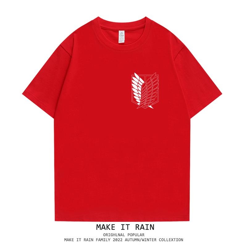 Attack Giant Wings of Freedom Cartoon Anime Oversize High Street Men and Women Short Sleeve T-Shirt Summer
