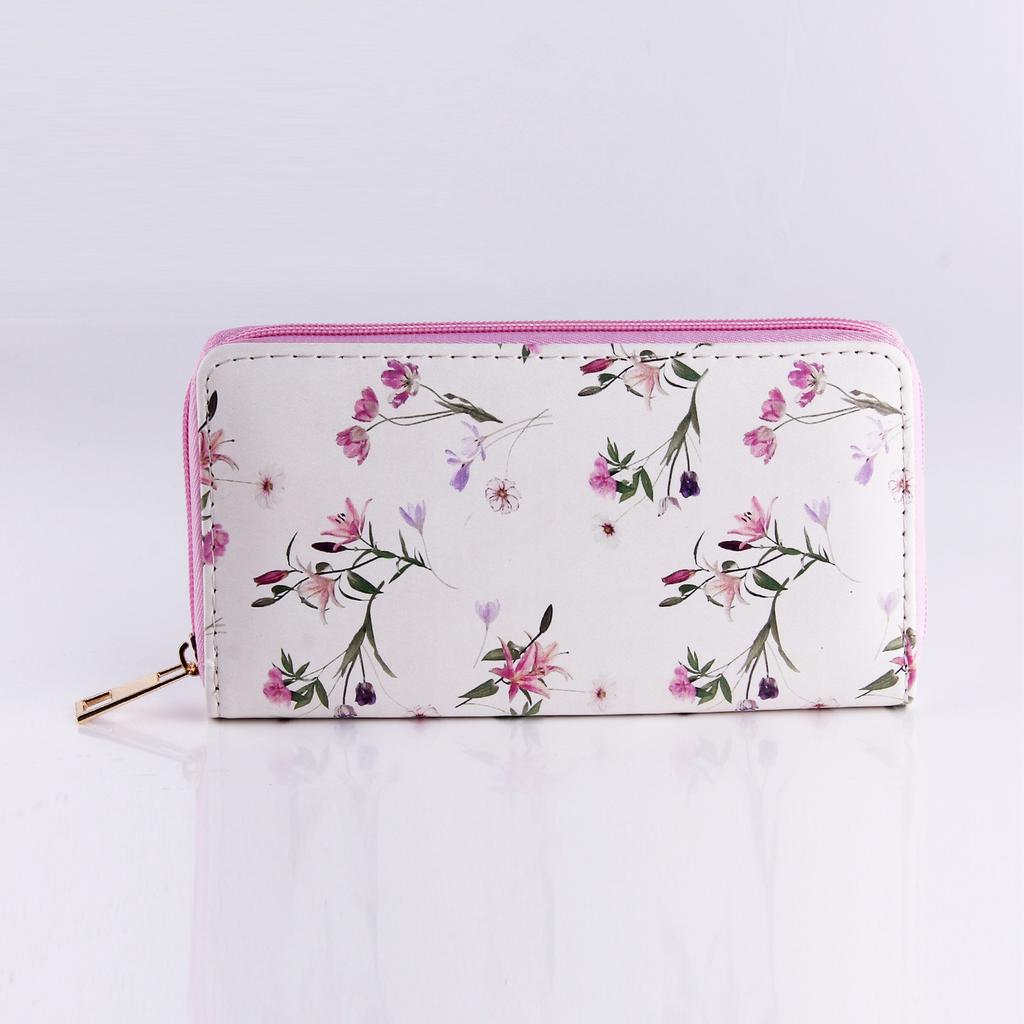 Floral long zipper money, wallet, clutch bag, card bag-A