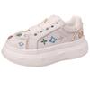 Niche versatile embroidered cloth white shoes women's 2025 autumn and winter fashion retro platform casual shoes lace-up canvas shoes