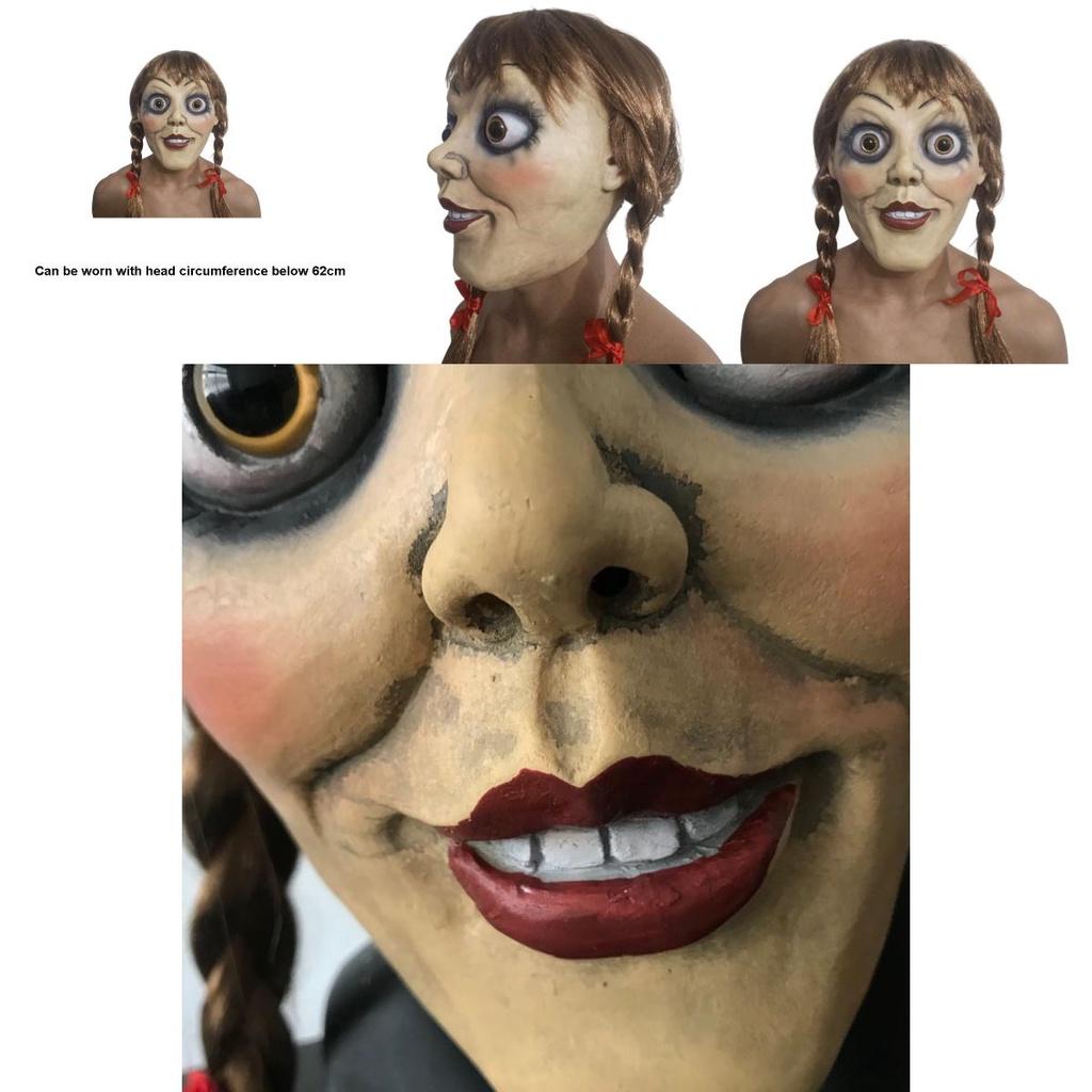 Annabelle Halloween Maske Terror Latex Cosplay Kopfbedeckung Requisiten Gruseliges Kostüm