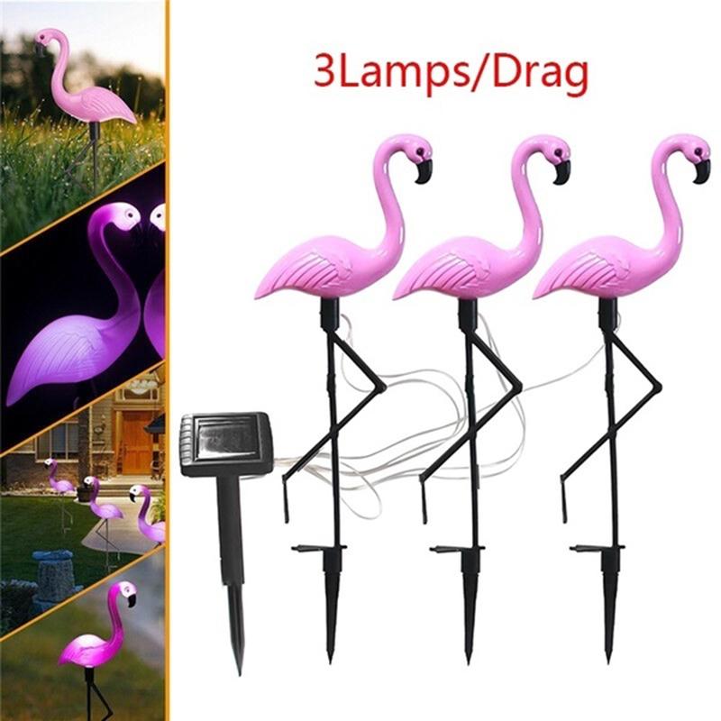 3Lamps/Drag Led Solar Power Flamingo Lawn Garden Stake Landscape Outdoor