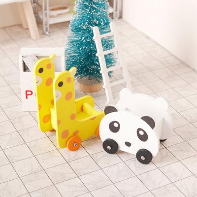 1:12 Dollhouse Miniature Panda Trolley Giraffe Storage Rack Model Furniture Decor Toy Doll House Accessories