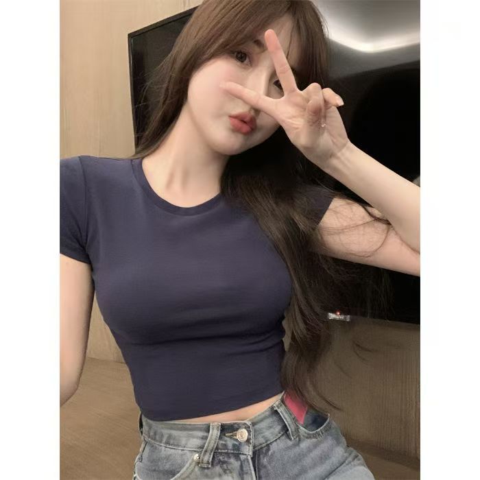 South East Asia Sexy Slim Short Sleeve T-Shirt Women's Summer Skinny Versatile Spice Girls Short Top Casual Versatile