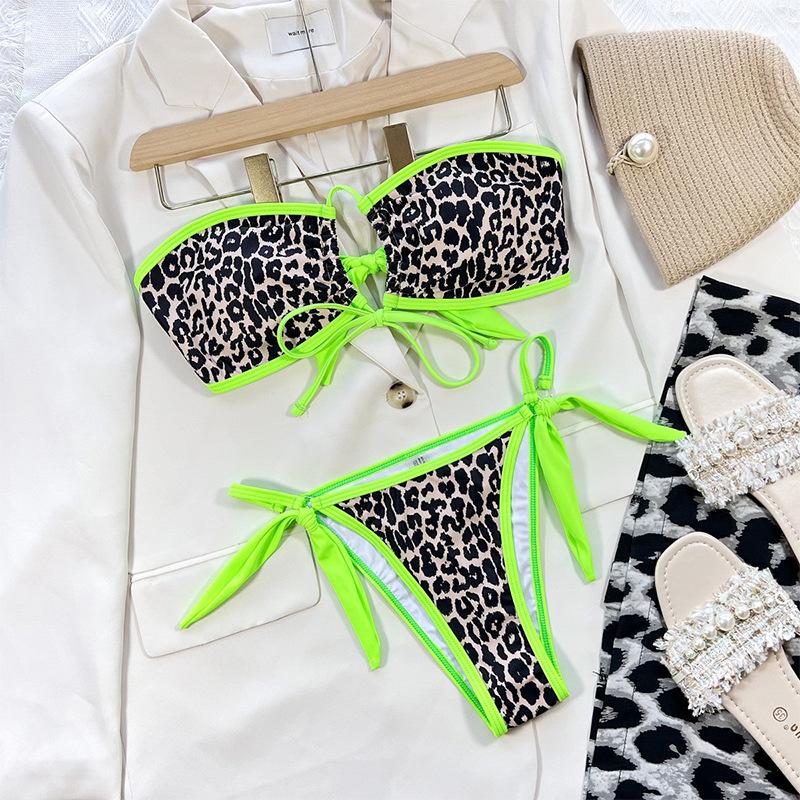 

Европейский и американский женский высококлассный треугольный купальник-бикини с леопардовым принтом Large цветной печати леопарда