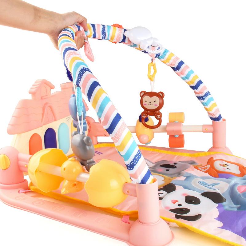 Baby Pedal Piano, Rattle, Lights And Music, Washed Crawling Mat With Guardrail, Newborn Fitness Rack.