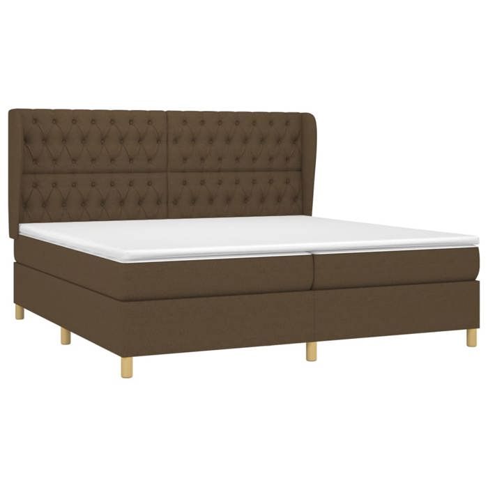 Sommier à lattes avec matelas - Marron foncé - 200x200 cm - 2 places - Ressorts ensachés