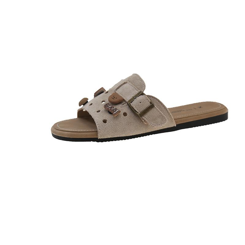 Niche retro bag head slippers women's 2025 spring new thick-soled half-bag outer wear half-slippers hole shoes