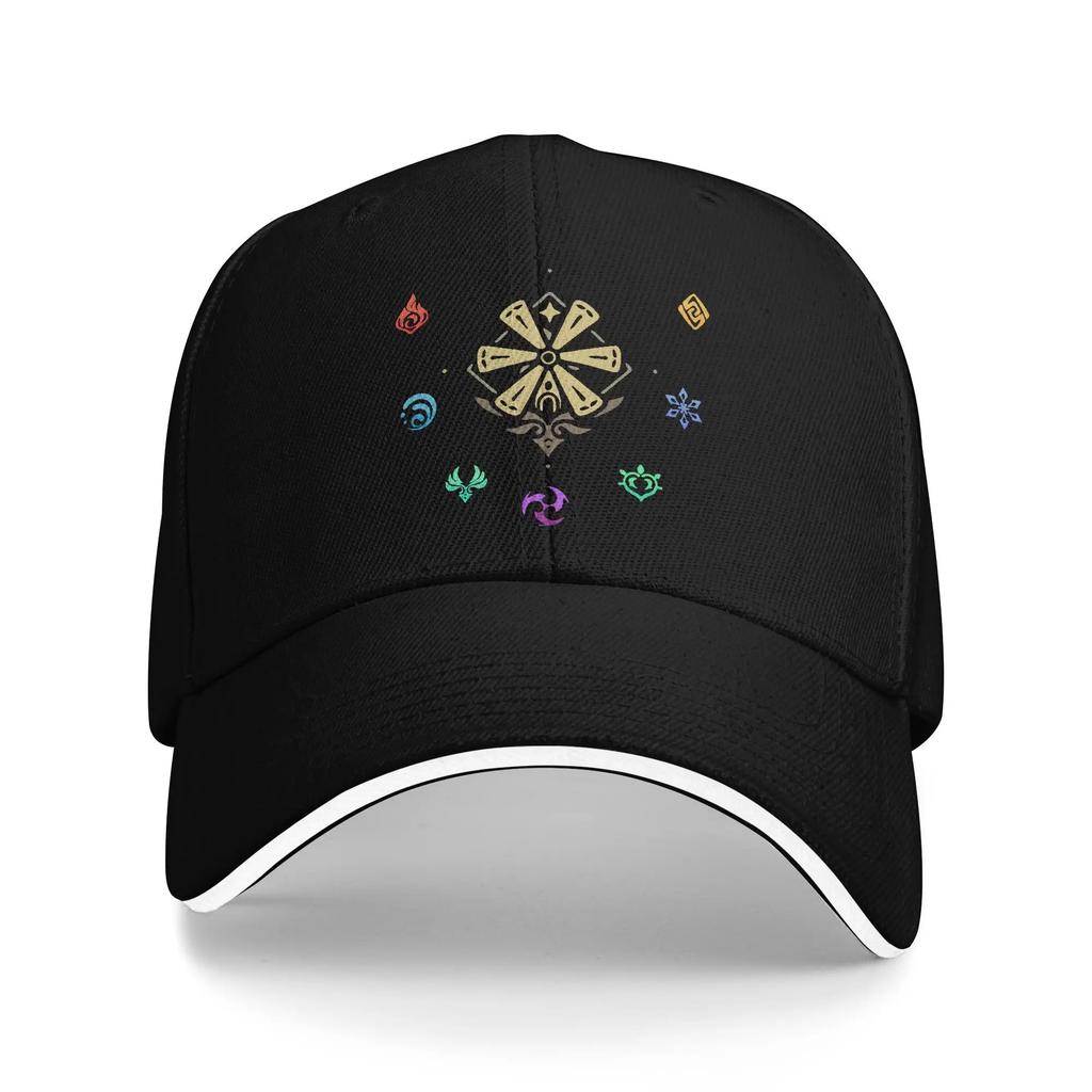 Anemo Geo Hydro Slime Genshin Impact Slime Stack Baseball Caps Casual Sandwich Caps Unisex Women Breathable Dad Hat Sport