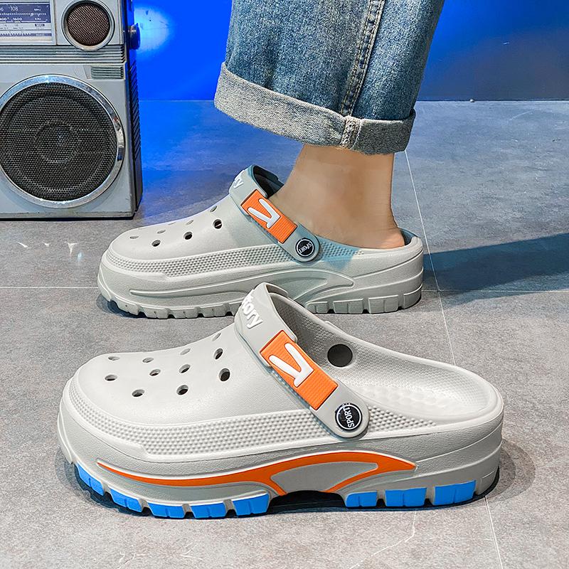 Pantofi de peșteră pentru bărbați, Tendință de modă de vară, Versatili, Sandale cu talpă groasă, Antiderapante pentru ținută casual, Pantofi cu găuri respirabili și confortabili