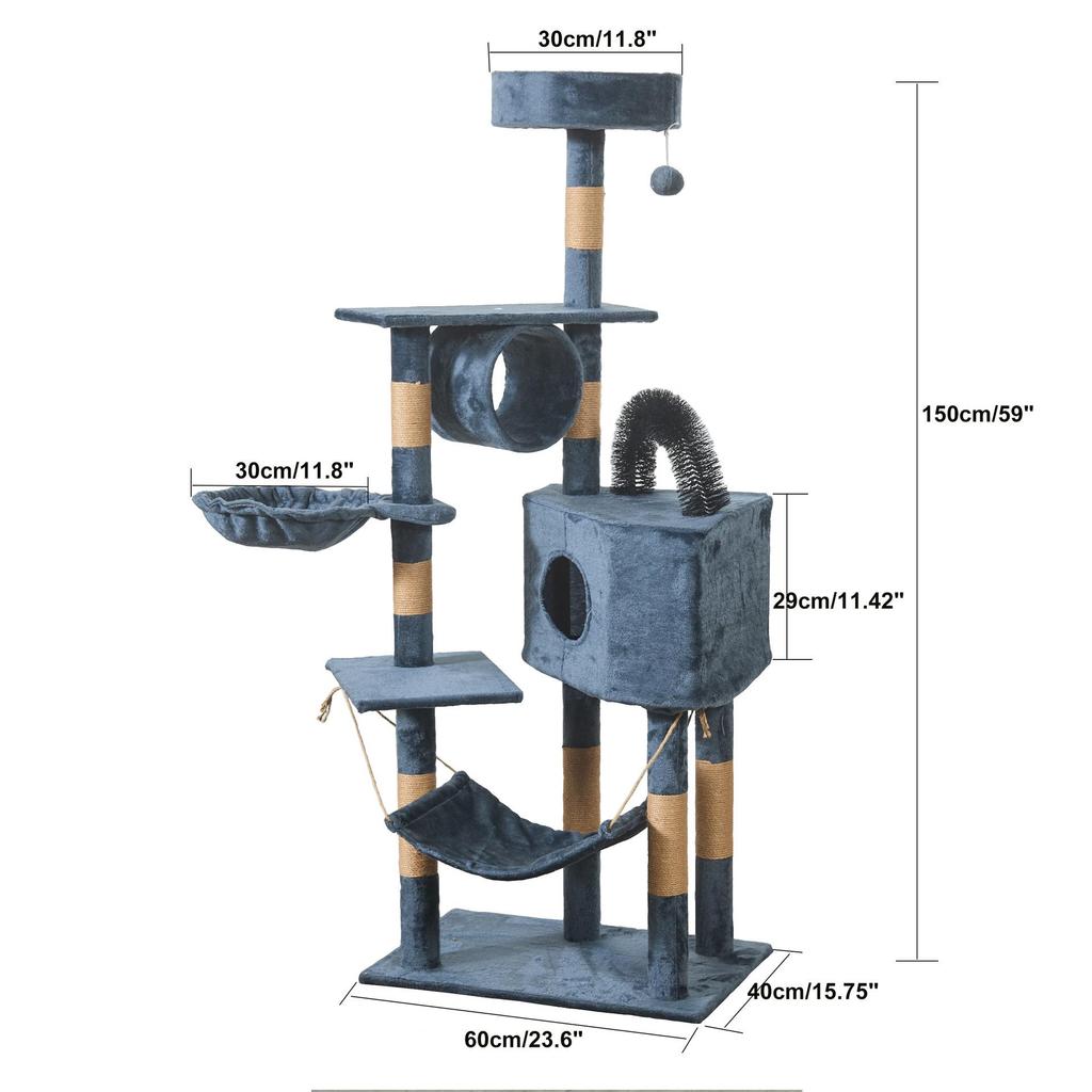 Velvet Cat Tree: Large Climbing Frame & Bed for Cats and Kittens, Space-Saving Design for All Seasons