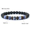 New Natural Wooden Bracelet For Men Meditation Braslet Volcanic Rock Braclet Gemstone Stretch Beaded Brazalete Pulsera