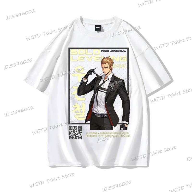 Anime Solo Leveling T Shirt Vintage Sung Jin Woo T-shirts Men Women Cotton Streetwear Short Sleeve Manga Solo Leveling Tops Tees