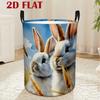 1pc Foldable Laundry Basket with Handle - Soft White Plush Rabbit Storage Hamper, Suitable For, Room, Bathroom, Bedside, Polyester Basket for Clothes,