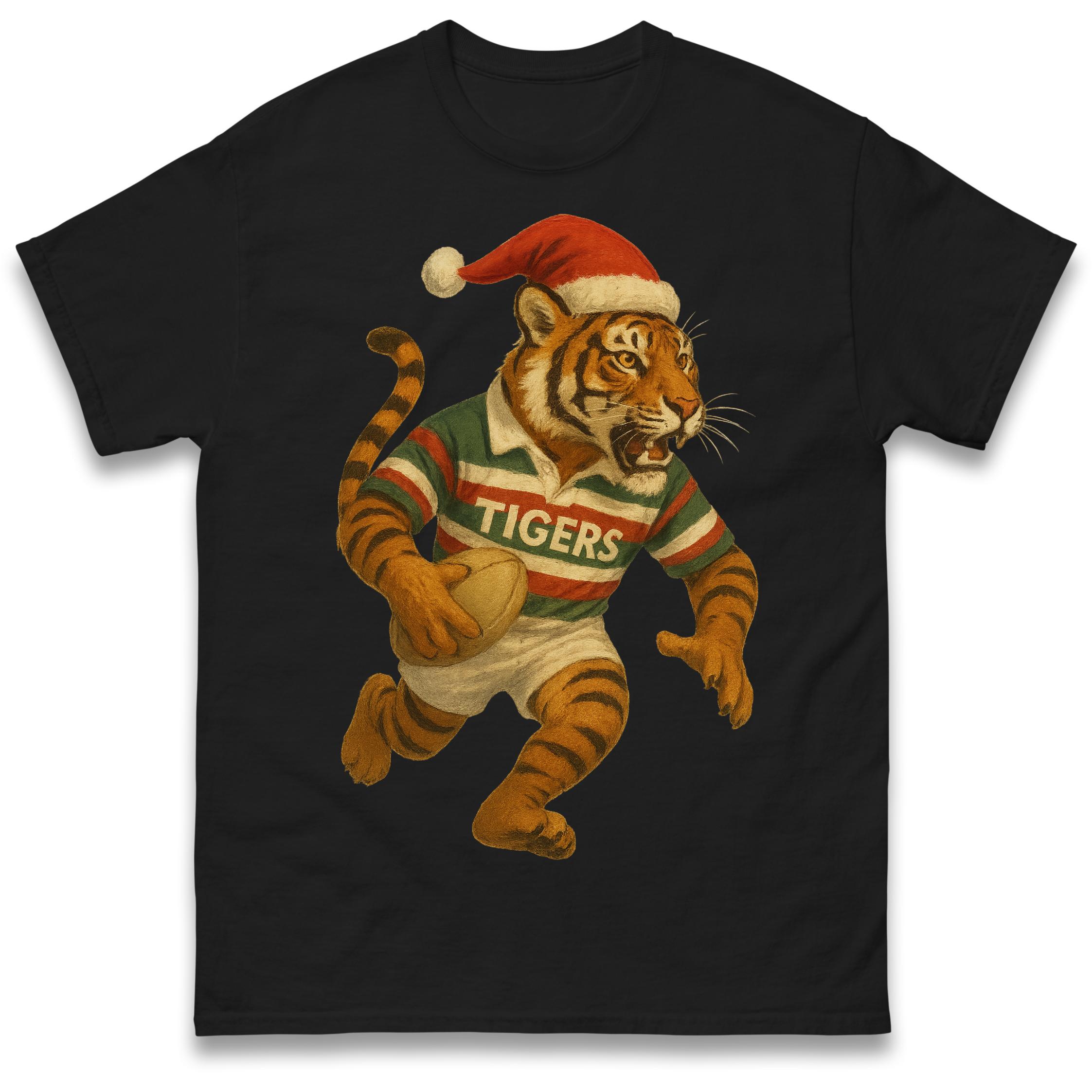 Retro Leicester Tigers Christmas T Shirt Tshirt Mens Womens Unisex Tops Tees 3XL