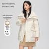 Women's Mid-Length Down Jacket with Faux Shearling Lapel