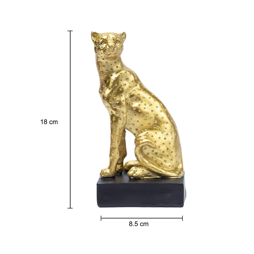 Decorative Golden Cheetah Statue | Luxury Animal Showpiece for Home, Office, Living Room, Table & Study Desk