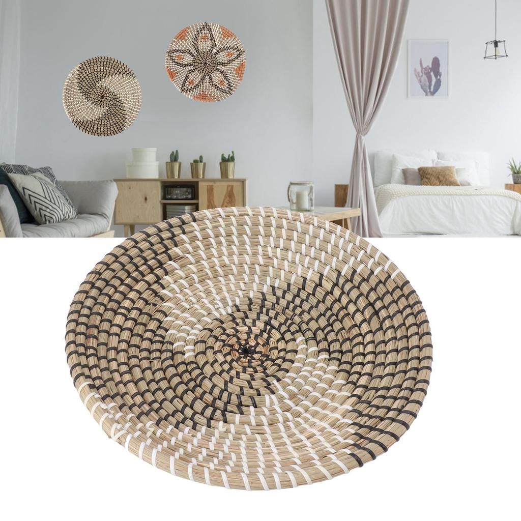 Woven Wall Basket Decor Handcrafted Seagrass Hanging Baskets Multifunction Woven Insulation Pad for Living Room Kitchen