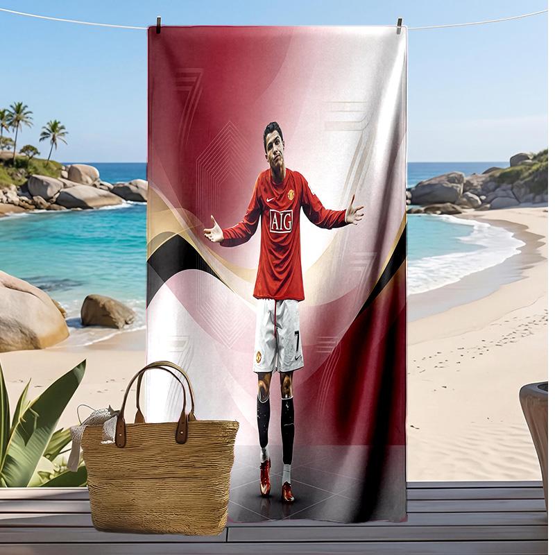 Cristiano Ronaldo Print Beach Towel Quick Dry Super Absorbent Soft Bath Towel for Swimming Beach Travel Fan Souvenir Gift