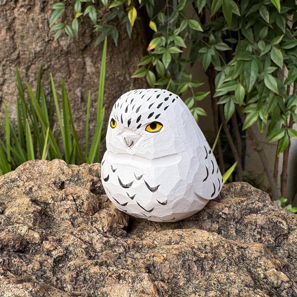Handcrafted wood carving Snowy owl Desk Decoration Cute Snowy owl Figurine Home Decor Handicraft Collection Ornaments Snowy owl белый