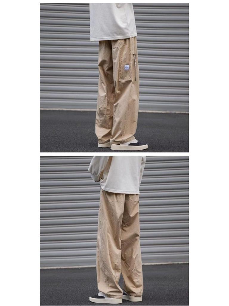 Herren Cargo-Hose im japanischen Stil: Lockere Passform, Gerades Bein, Weites Bein für Frühling & Herbst