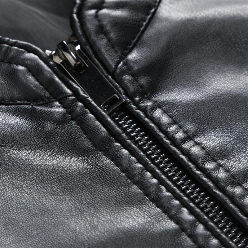 High Street Cycling Suit Herren Herbst und Winter Neue schöne schwarze Stehkragen-Kurzleder-Fliegerjacke