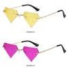 Prom Eyeglasses Retro Shades Triangle Sunglasses for Women Diamond Shaped Rimless Sun Glasses